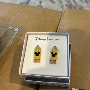 Disney Baublebar pencil point earnings 1 1/2” yellow pencil with Mickey head